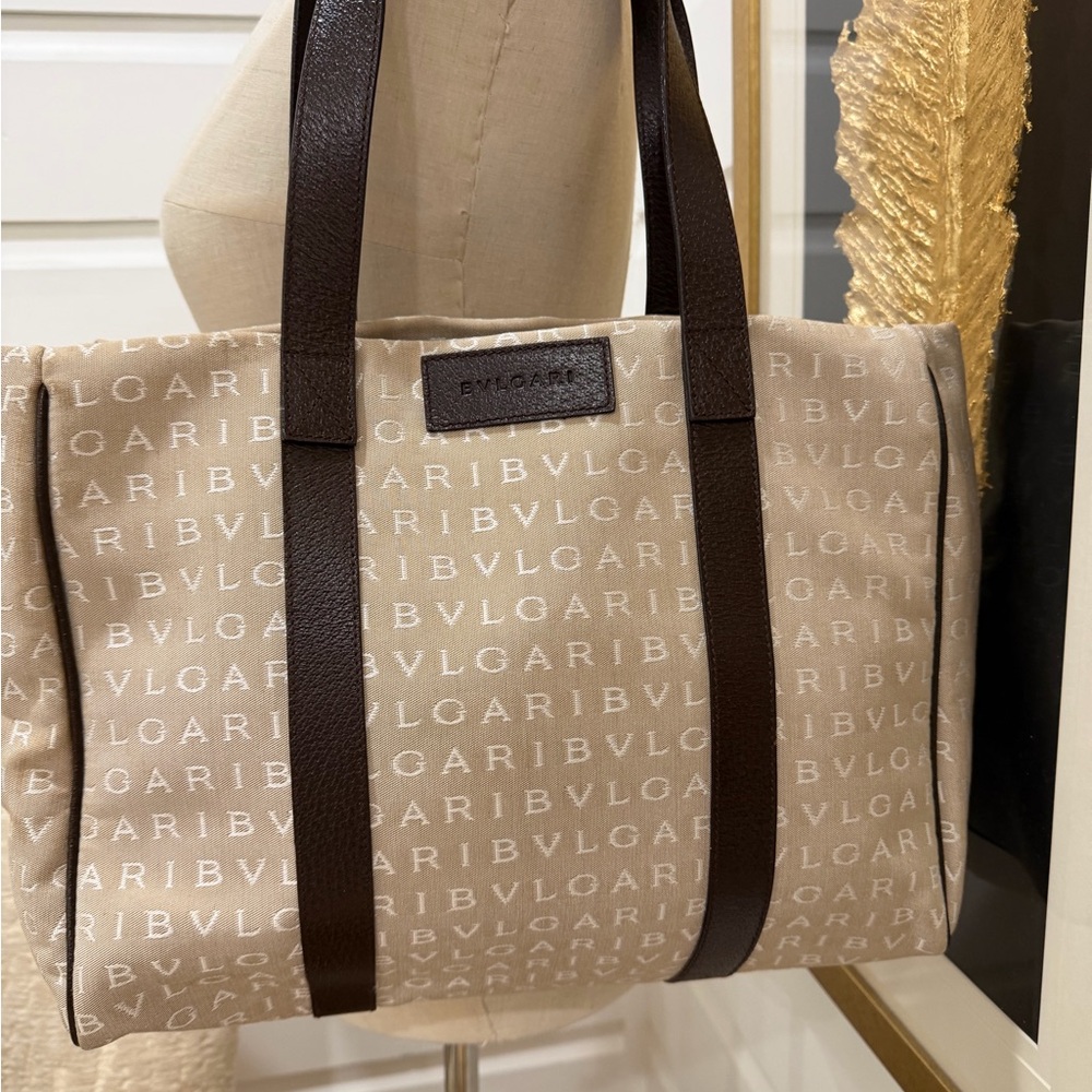 Bulgari Beige and Brown Shoulder Bag